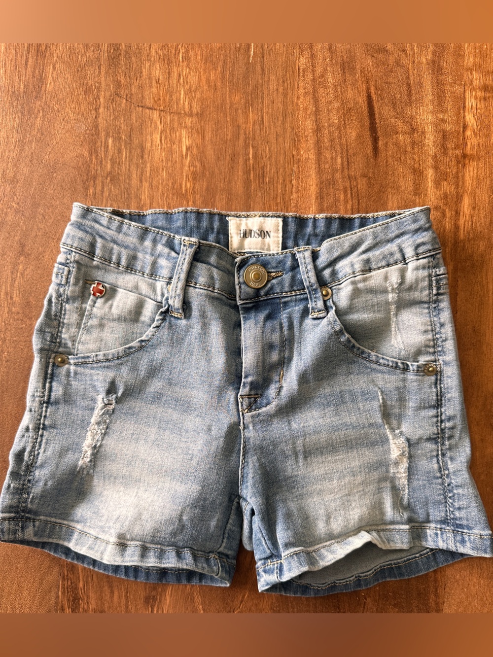 Hudson Girls Distressed Denim Shorts Size 10 Light Wash Stretch -B